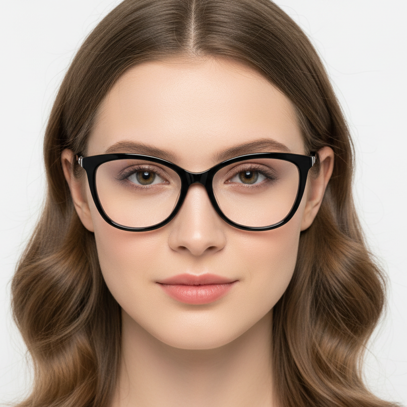 Mujer usando lentes PUCCINI PT1089 C1 negro cat-eye