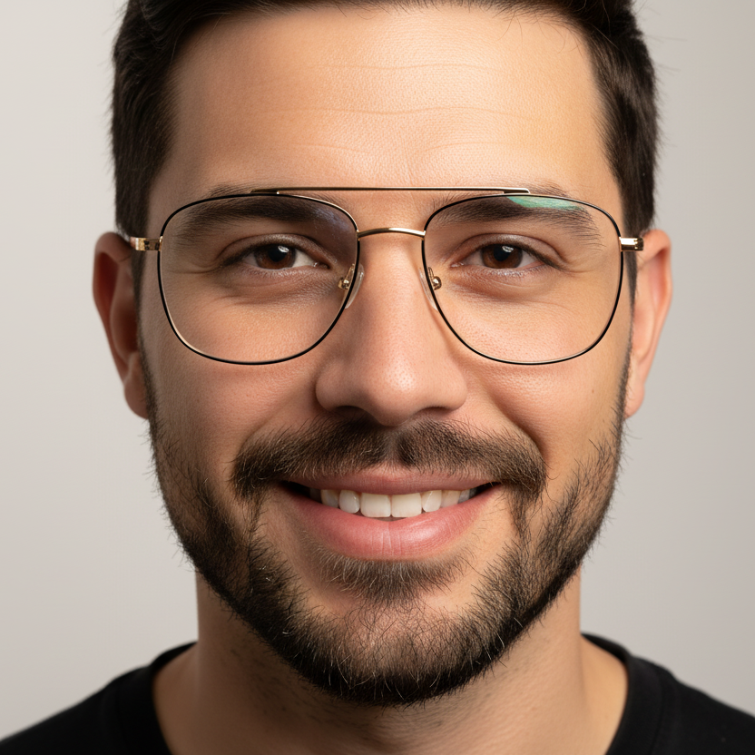 Hombre usando lentes NEUX NS21120 C2 piloto dorado negro