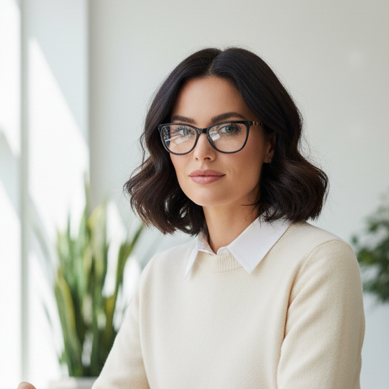 Lifestyle con gafas cat-eye negras