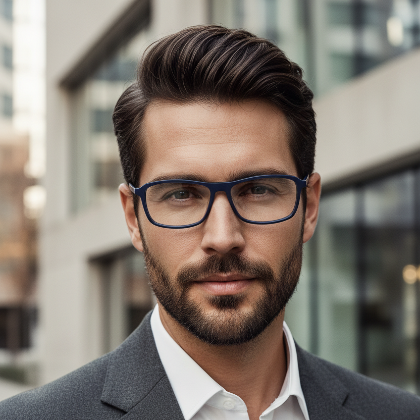 Lifestyle gafas azul marino mate patillas metálicas