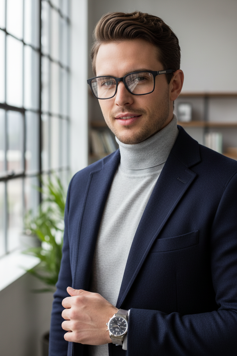 Lifestyle gafas cuadradas negras detalle plateado