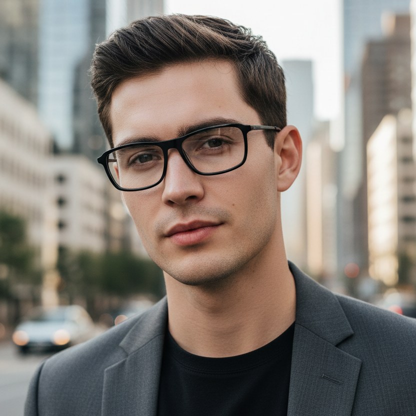 Lifestyle gafas negras flat top patillas metálicas
