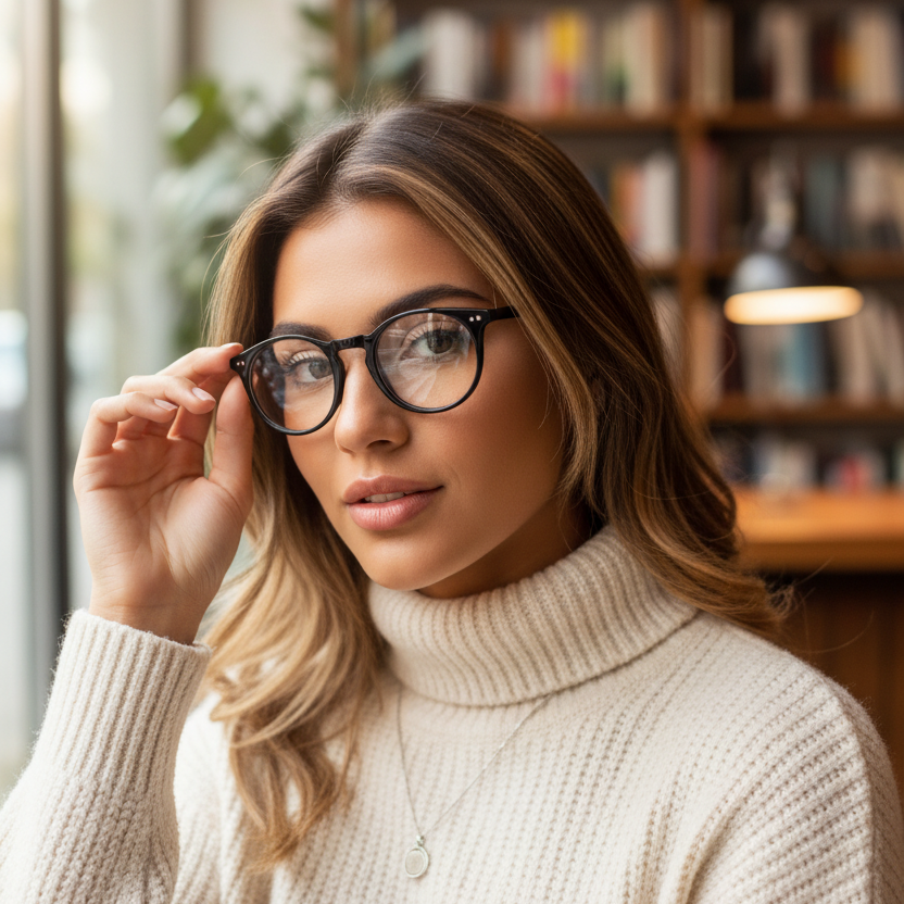 Lifestyle gafas redondas negras acetato