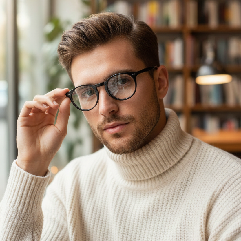Lifestyle gafas redondas negras hombre