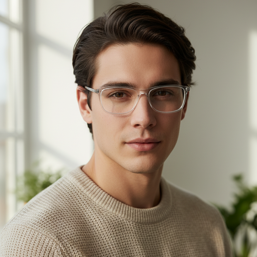 Lifestyle gafas transparentes cristal hombre