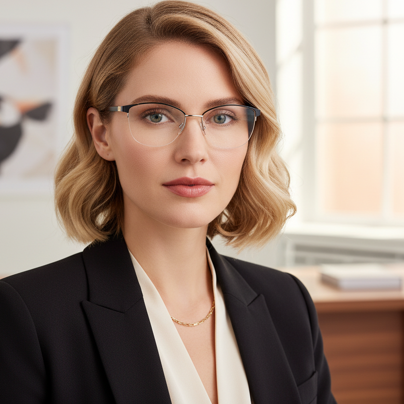 Lifestyle lente óptico cat-eye negro plateado