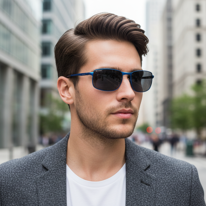 Lifestyle lente rectangular azul metálico